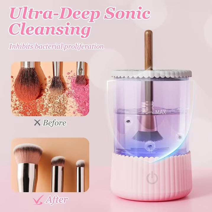 Wiher Makeup Brush Cleaner, Electric Makeup Brush Washer Machine with Touchscreen Quick cleaning and Drying for All Size Brushes and Sponges, Pink
