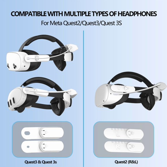 Batery Head Strap for Meta Quest 3S/3, 6000mAh Detachable Batery Pack Replacement for Quest 2, Adjustable Head Strap Enhanced Comfort and Support, Extend Playtime