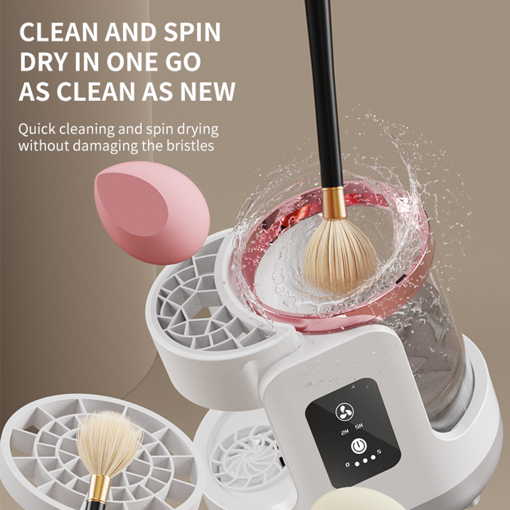 Wiher Electric Makeup Brush Cleaner, Machine With Makeup Brush Dryer-Holder-Portable Automatic USB Cosmetic Brushes Cleaner Tool for All Size Beauty Makeup Brush Set, Contour, Eyeshadow, Blush Brush