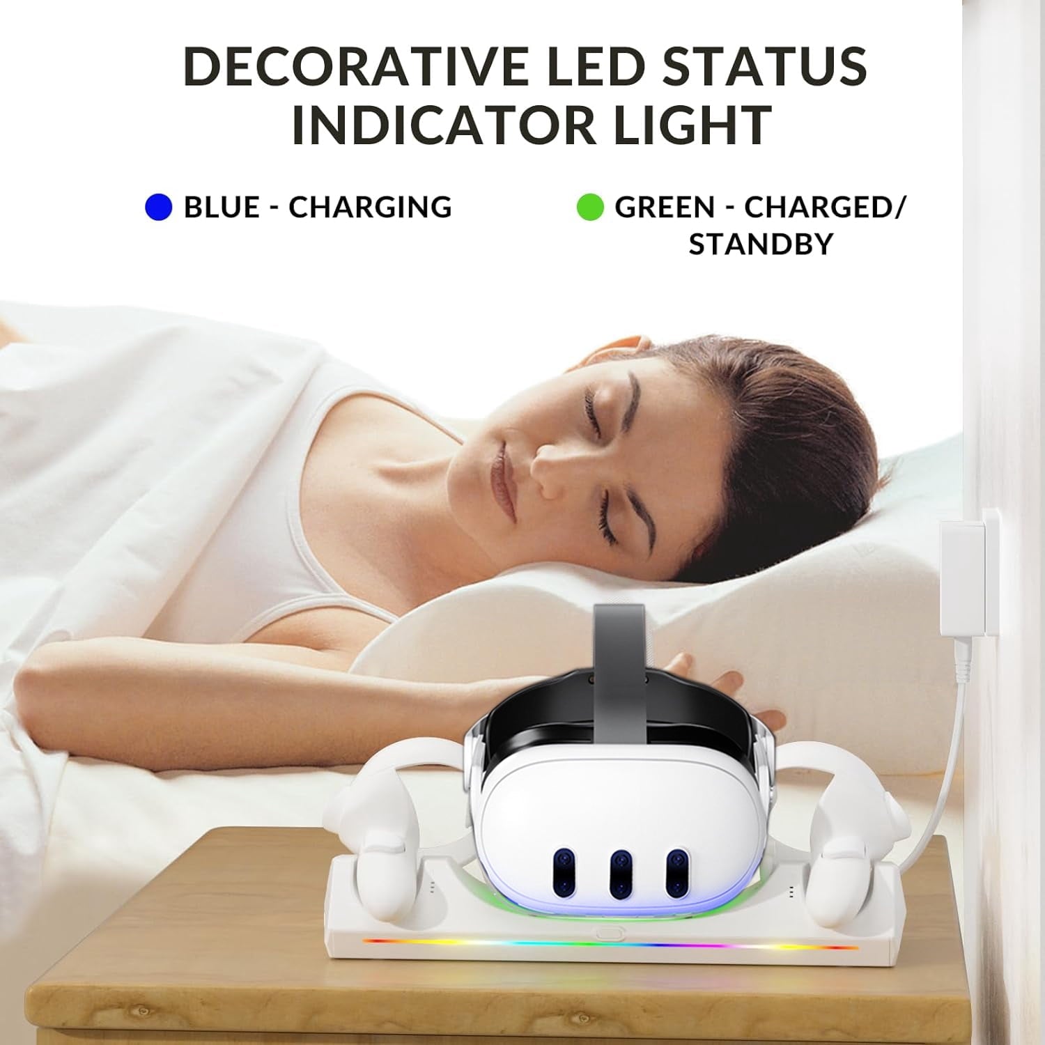 Charging Dock for Oculus Quest 3/Quest 3S Magnetic Charging Station for Meta Quest 3 VR Headset & Controllers with 2 Rechargeable 2100mAh Batteries USB-C Charger Supports LED Indicator