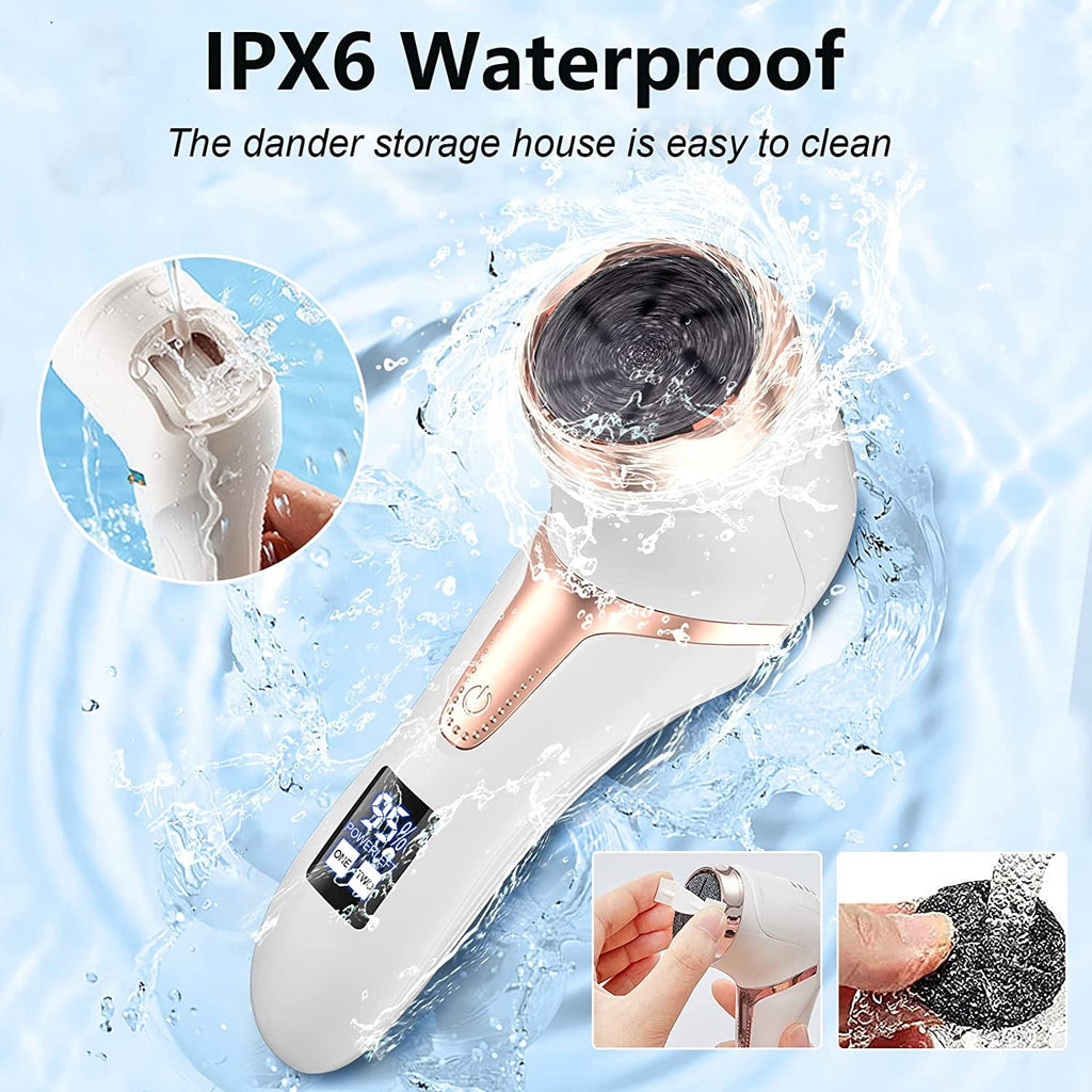 Prociv Electric Foot Callus Remover with Vacuum Cleaner Rechargeable Foot File Dead Skin Remover with 2 Speed 3 Grinding Head LCD Display Professional Kit for Foot Care White