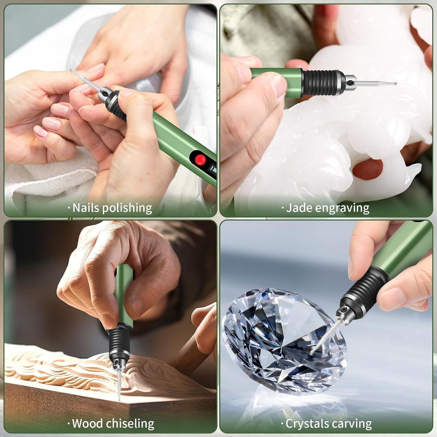 Wiher Engraving Pen with 30 Bits Mini Electric DIY Engraver Cordless Rotary Tools Portable Engraving Pen for Metal Wood Glass and Plastic Jewelry (Green)