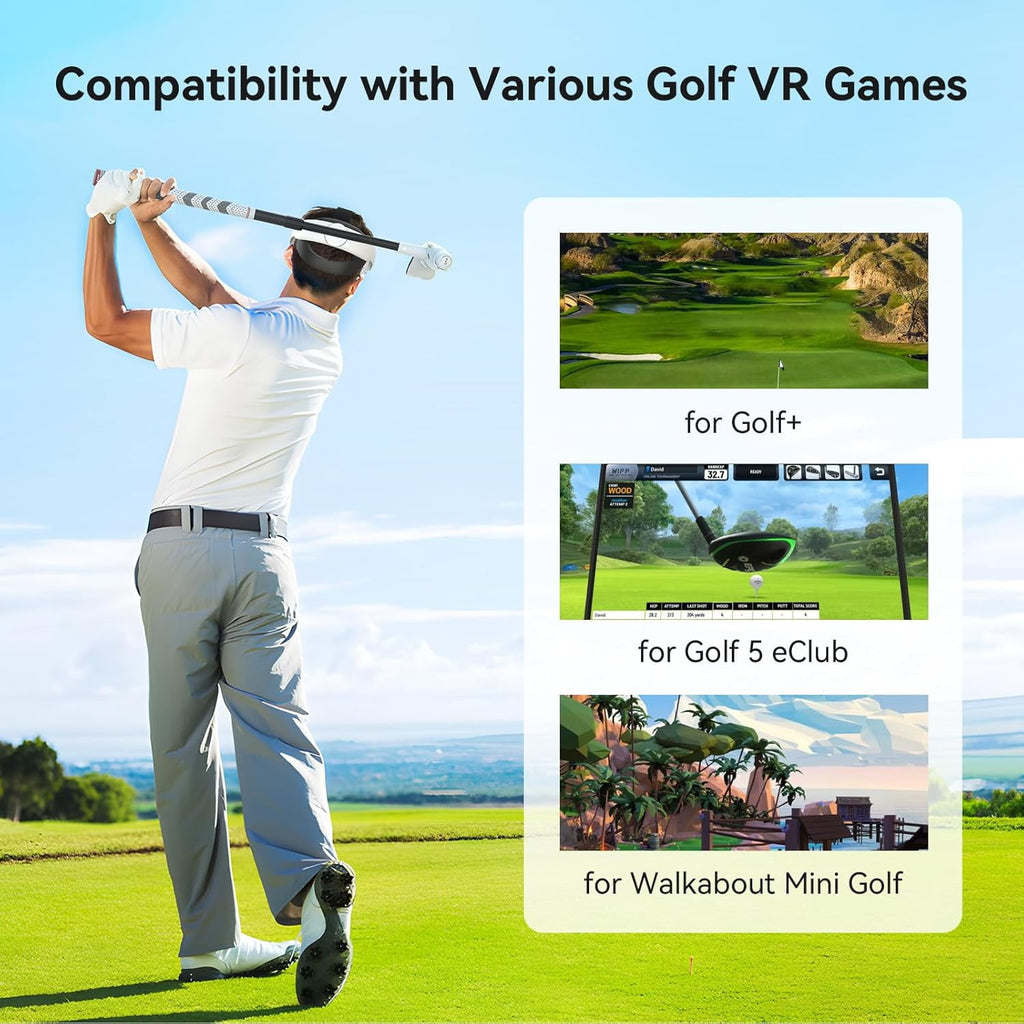 Prociv VR Golf Club Attachment Compatible with Meta/Oculus Quest 3S/Quest 3 Adjustable Length 80 Degree Keep Tracking Non-Slip VR Golf Handle Grip for Golf +（for Right Controller）